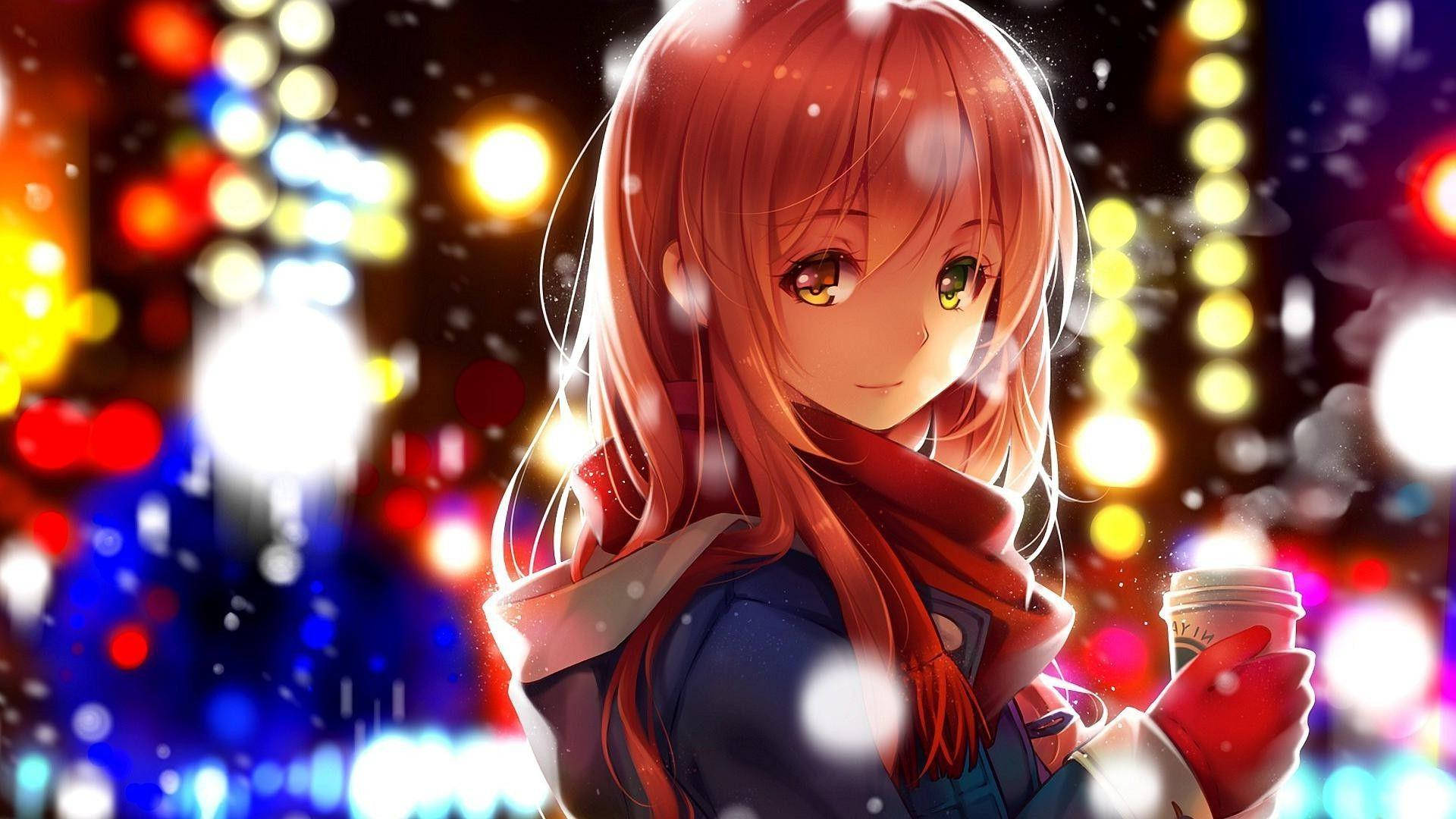 Sevimli Anime Karakterleri Karda Duvar Kağıdı
