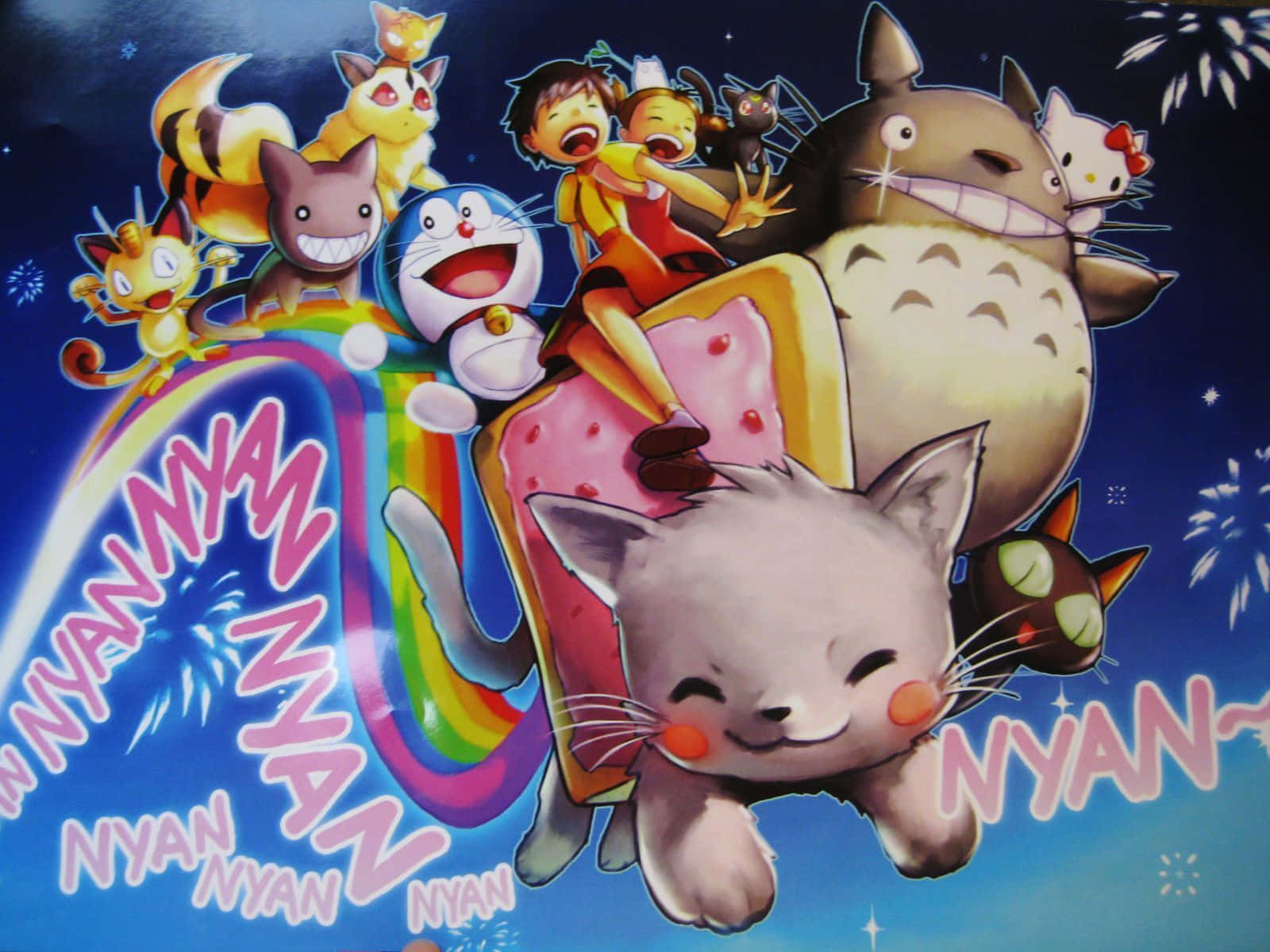 Sevimli Anime Kedi Koleksiyonu Duvar Kağıdı