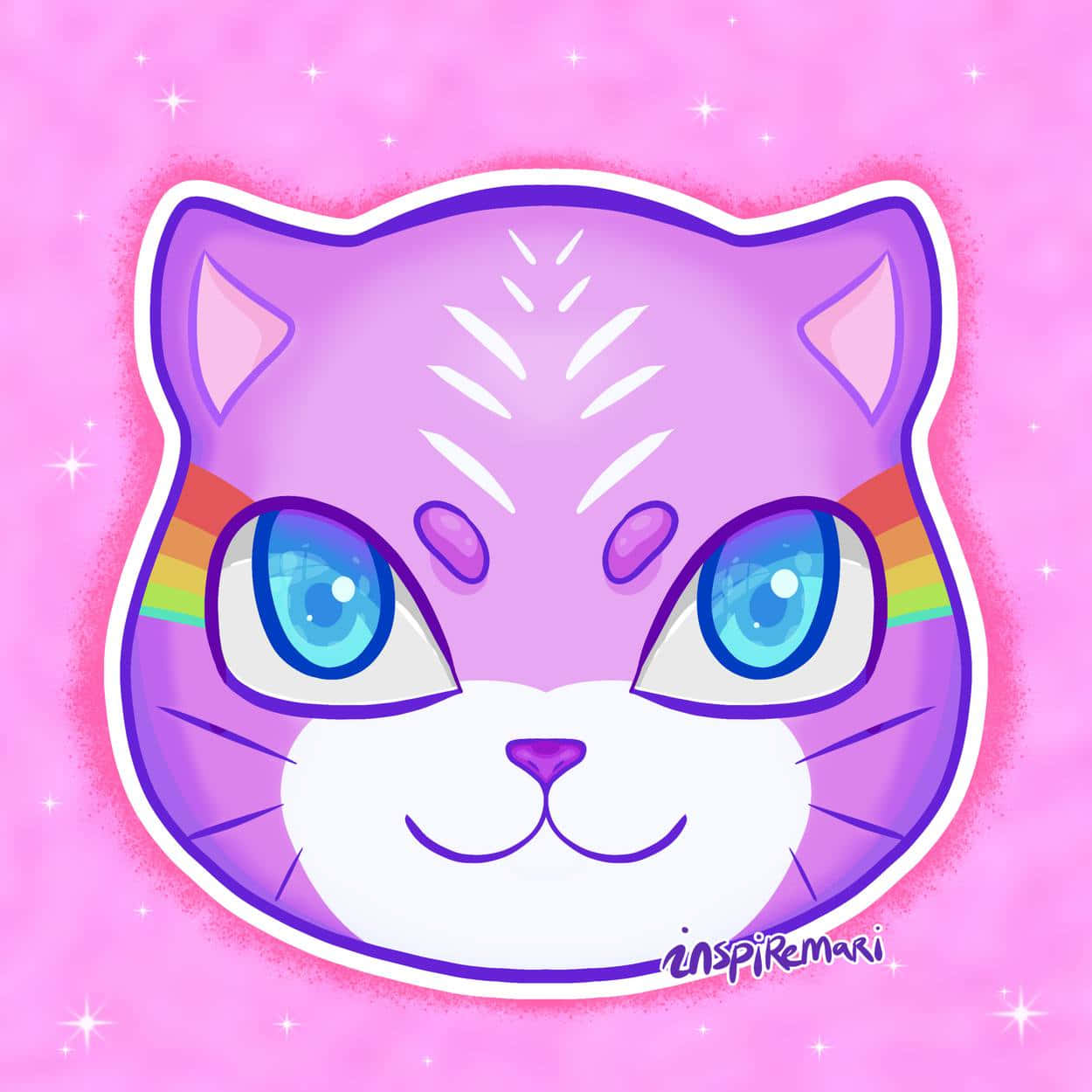 Sevimli Anime Kedi Uyukluyor Duvar Kağıdı