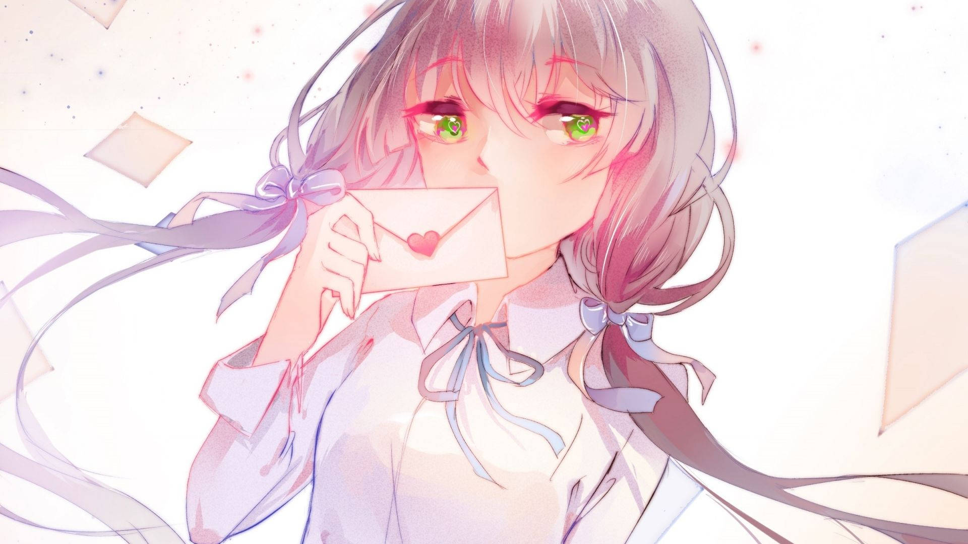 Sevimli Anime PFP Yeşil Gözlü Kız Duvar Kağıdı