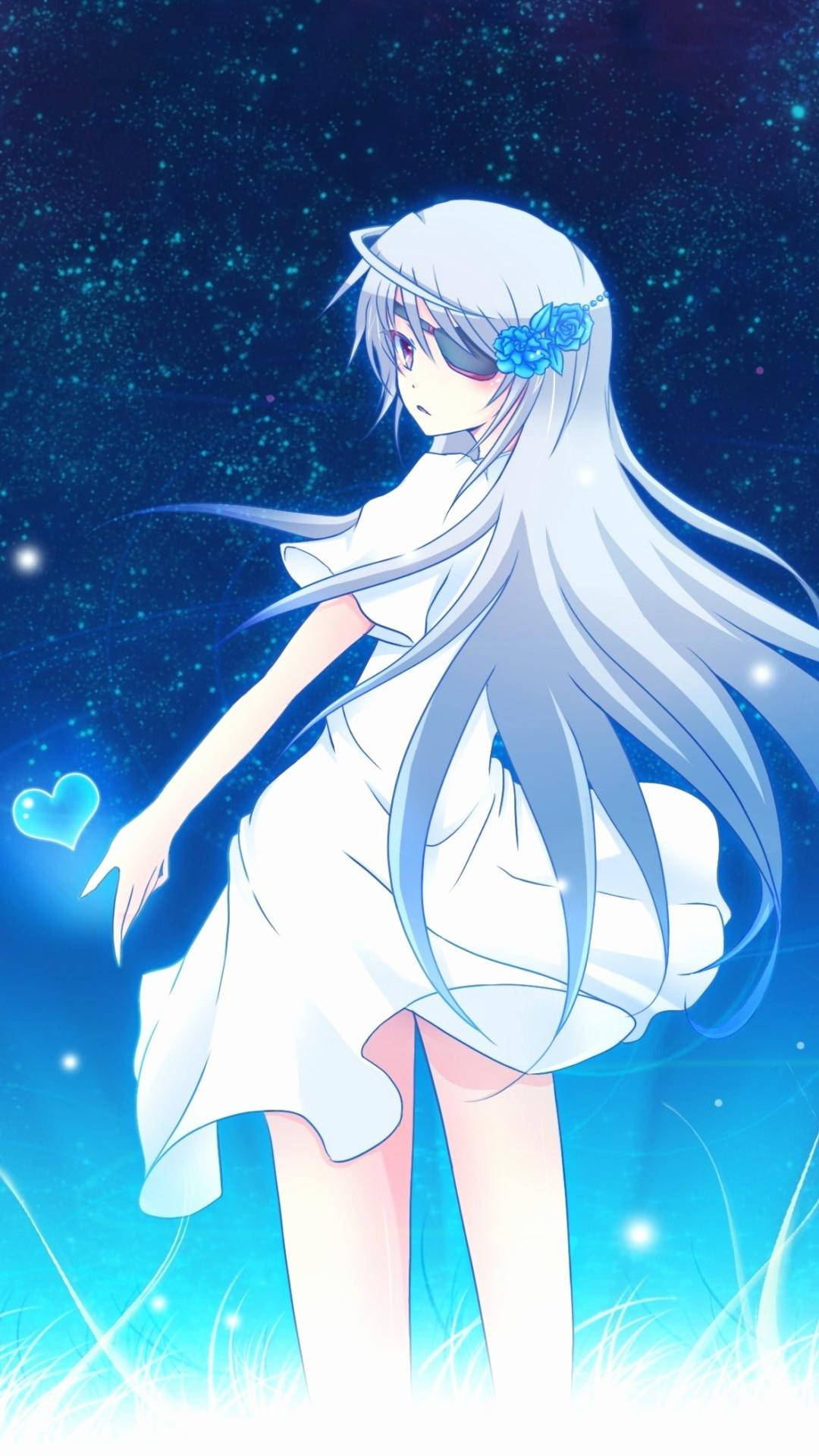 Sevimli Anime PFP Mavi Saçlı Kadın Duvar Kağıdı