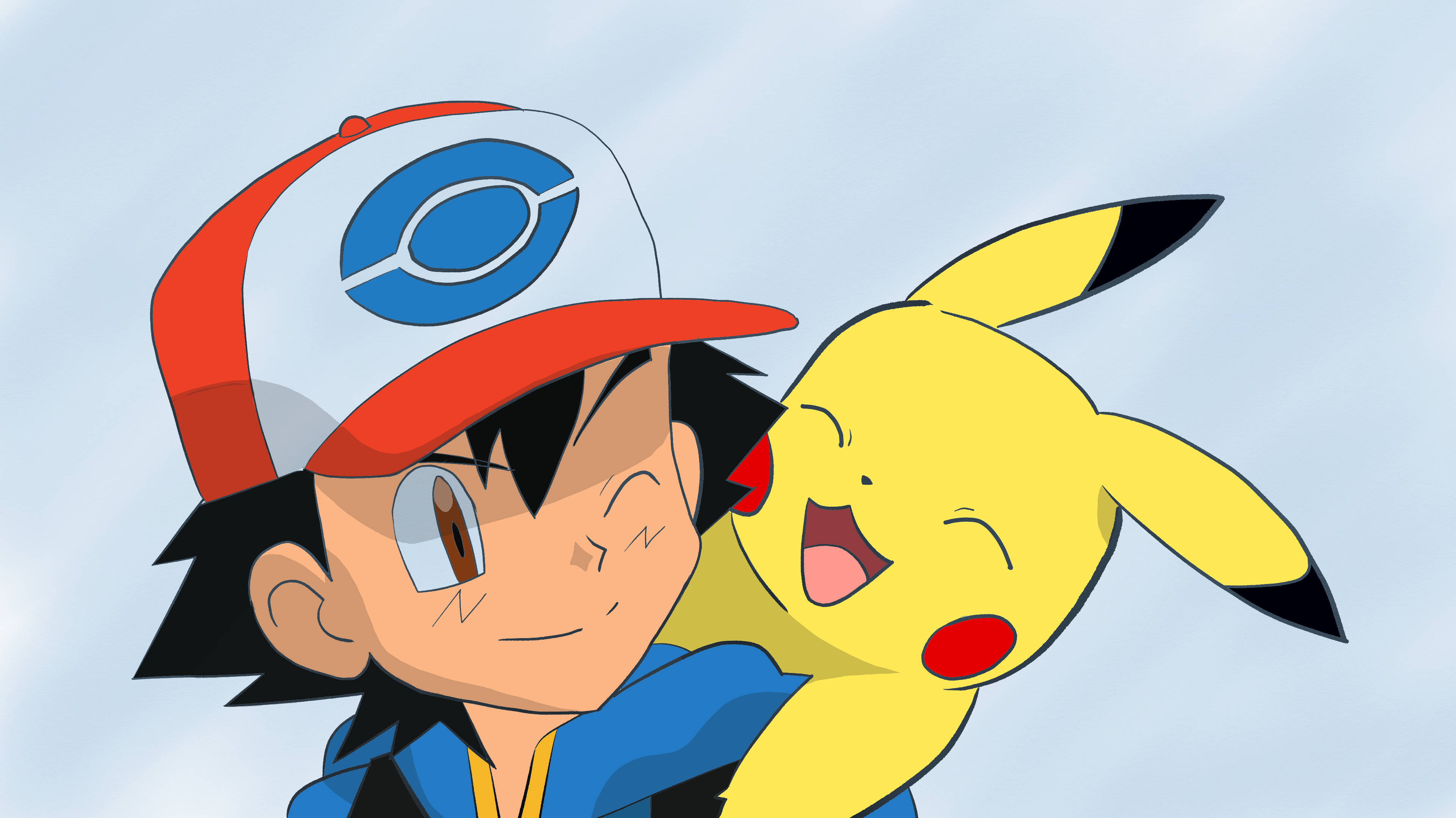 Sevimli Ash ve Pikachu 4K Duvar Kağıdı