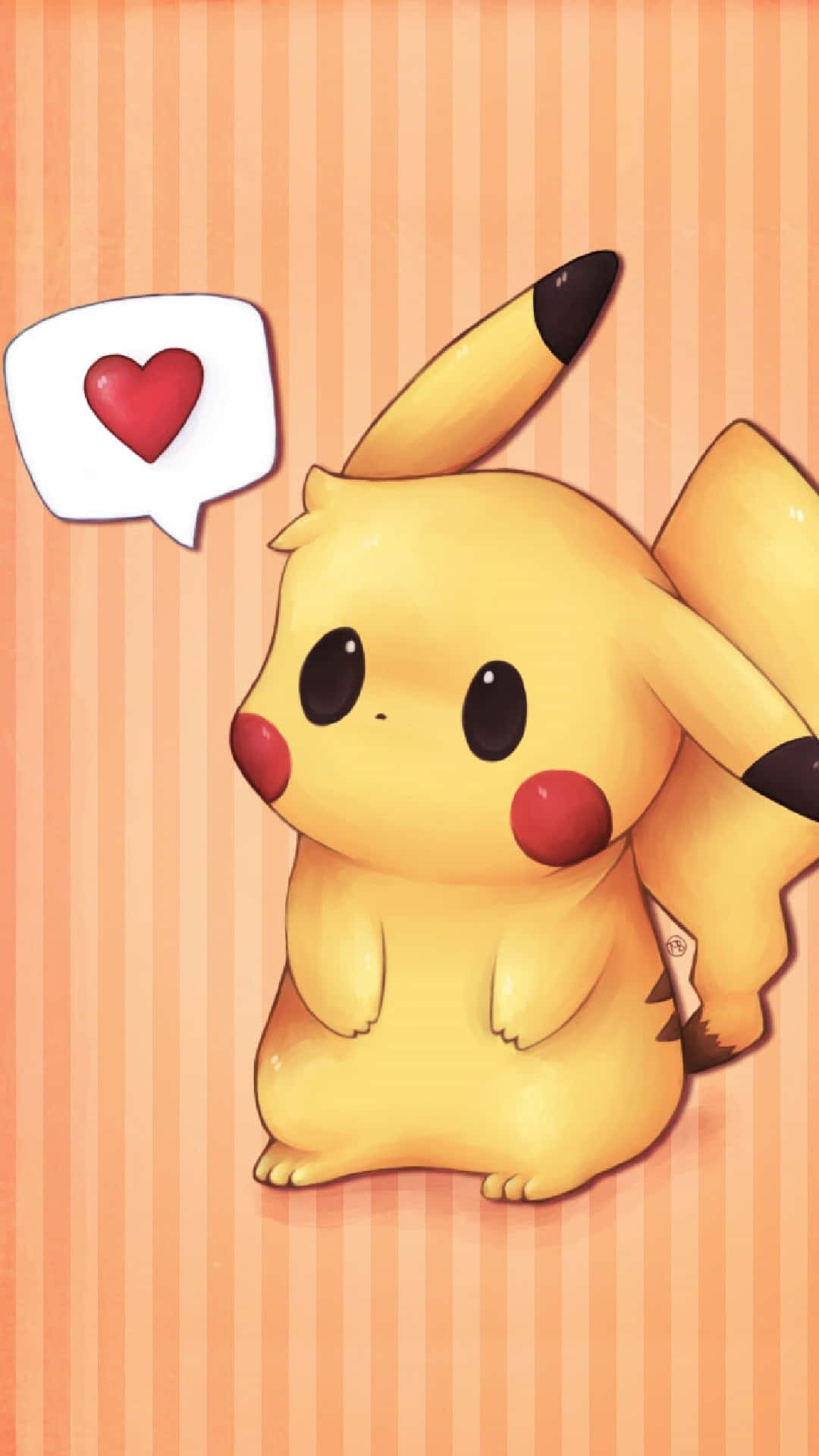 Sevimli Bebek Pikachu Turuncu Sanat Duvar Kağıdı