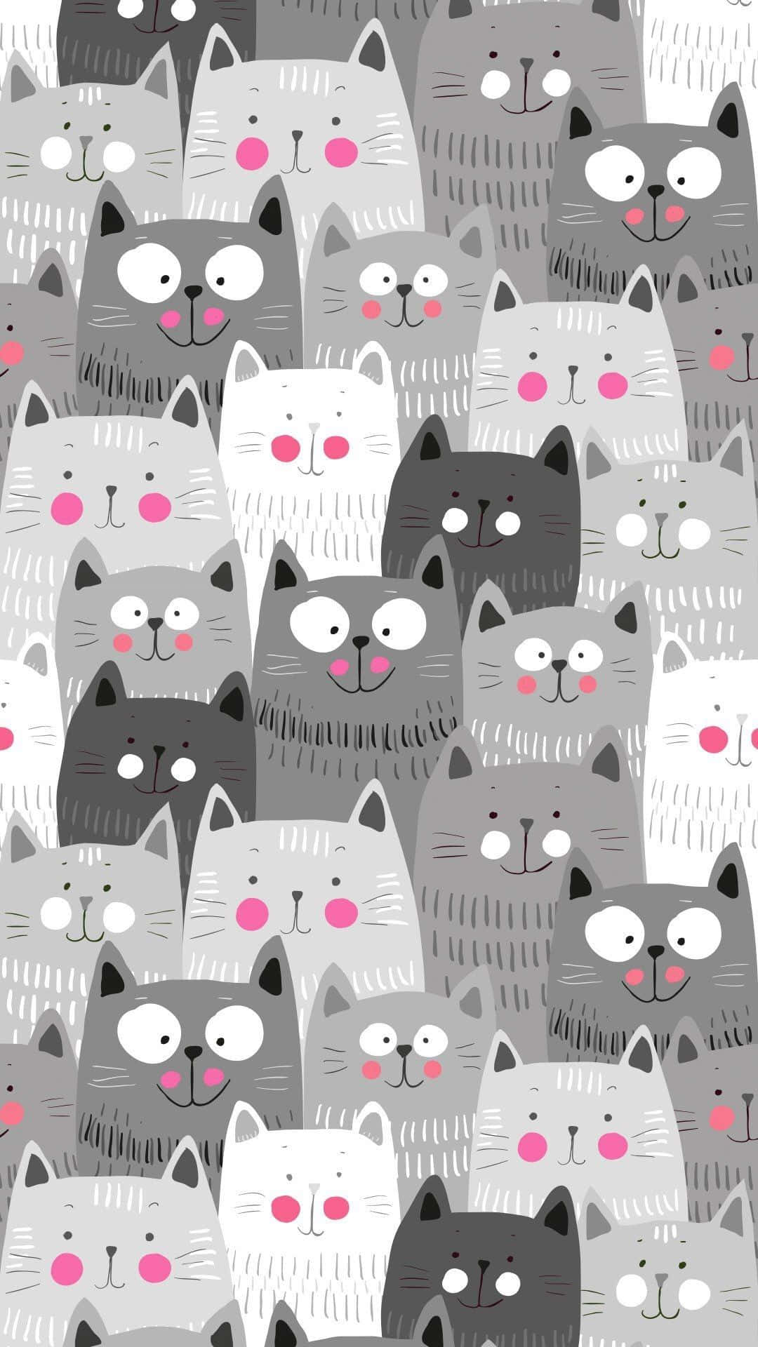 Sevimli Bir Kedi Deseni ile Evinizi Neşelendirin Duvar Kağıdı
