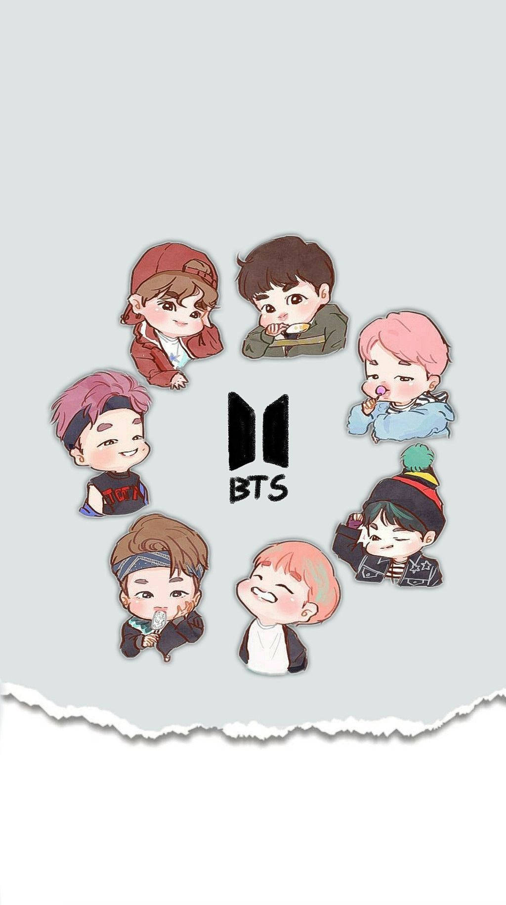 Sevimli Bts Çizimi B21 Logosu Duvar Kağıdı