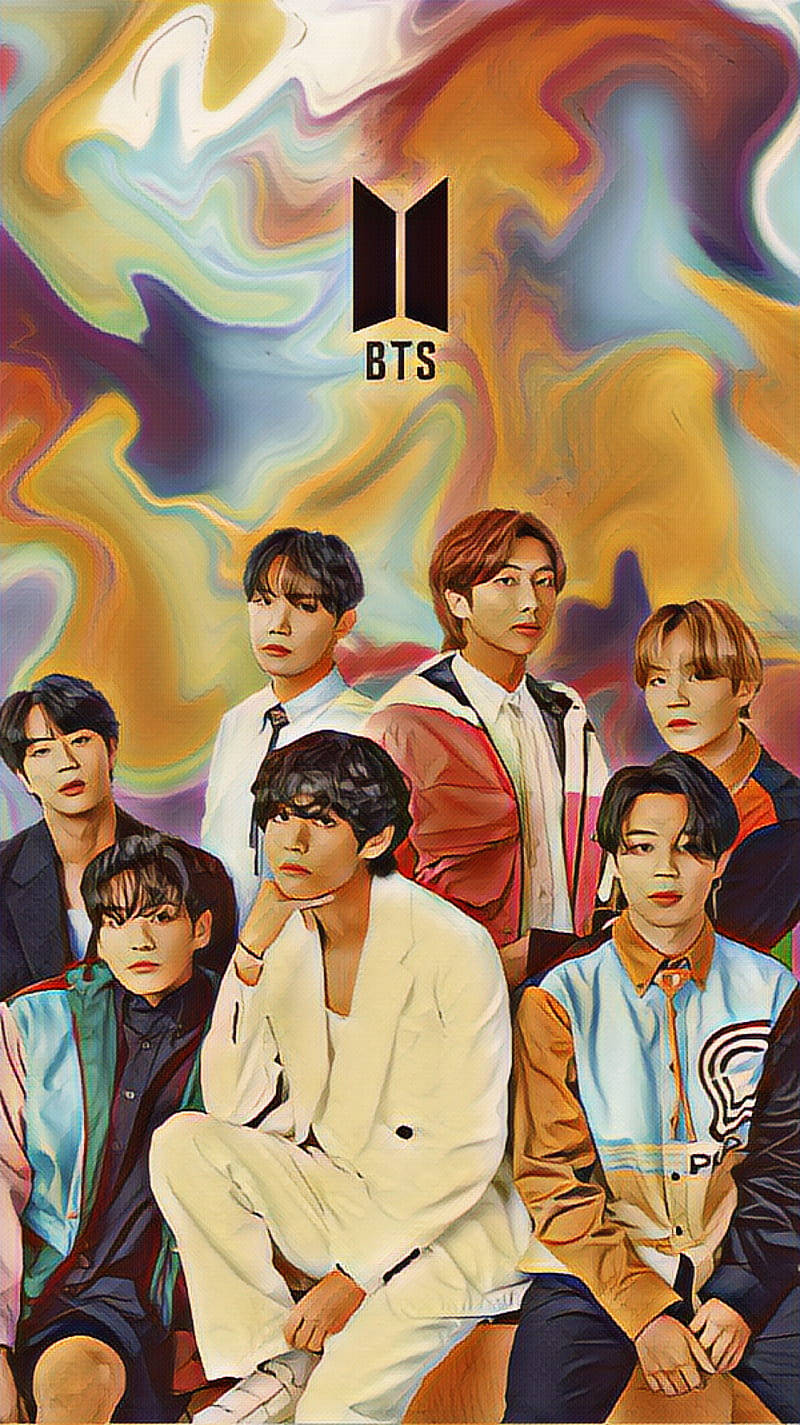 Sevimli BTS Çizim Kanvası Duvar Kağıdı