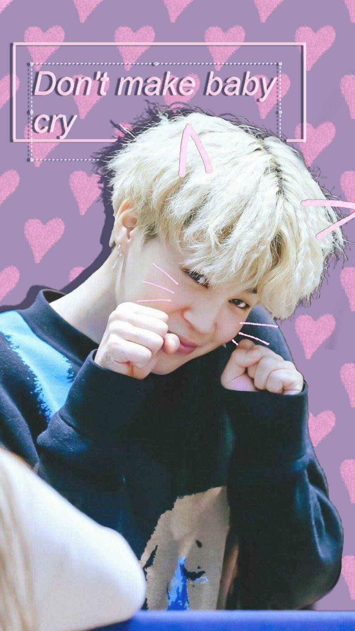 Sevimli BTS Jimin Kedi Düzenlemesi Duvar Kağıdı