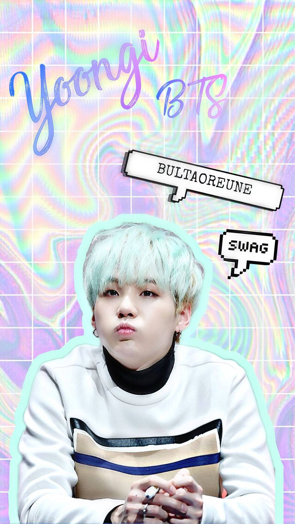 Sevimli BTS Suga Konuşma Baloncukları Duvar Kağıdı
