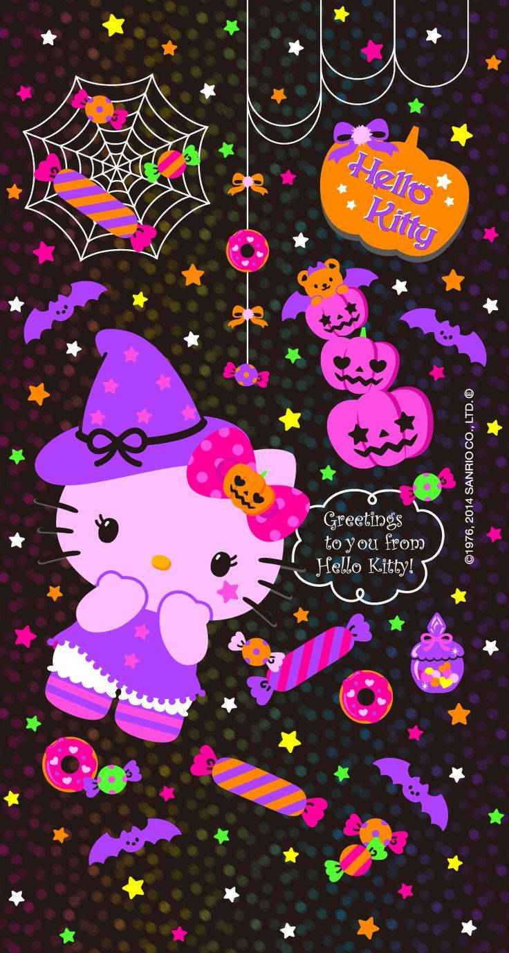 Sevimli Cadılar Bayramı Hello Kitty Duvar Kağıdı