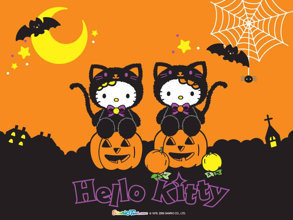 Sevimli Cadılar Bayramı İki Hello Kitty Duvar Kağıdı