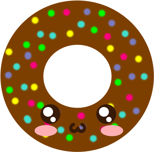 Sevimli Çikolata ve Renkli Damla Şekerli Donut Karikatürü.PNG Duvar Kağıdı