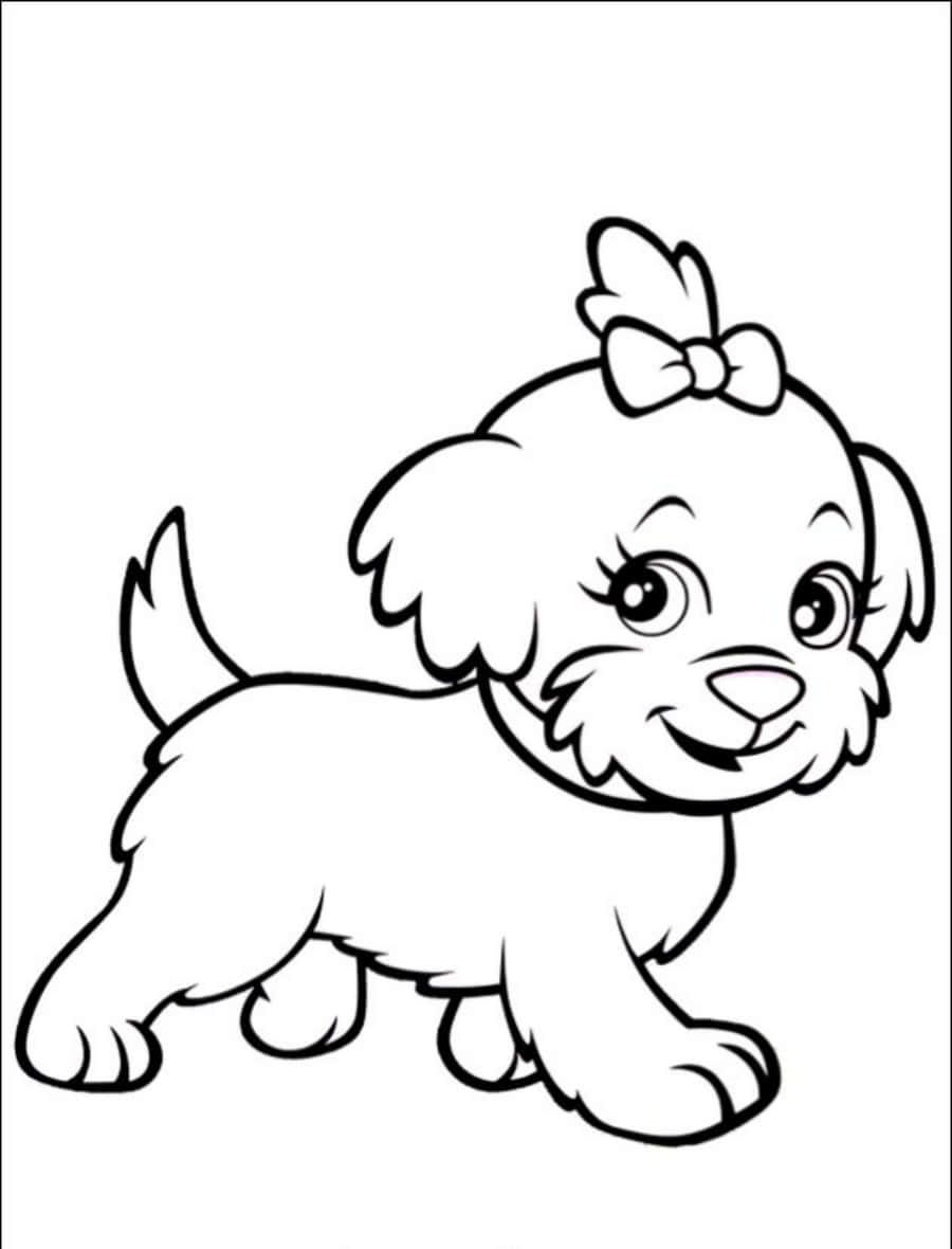 Sevimli Çizgi Köpek Boyama Etkinliği Duvar Kağıdı