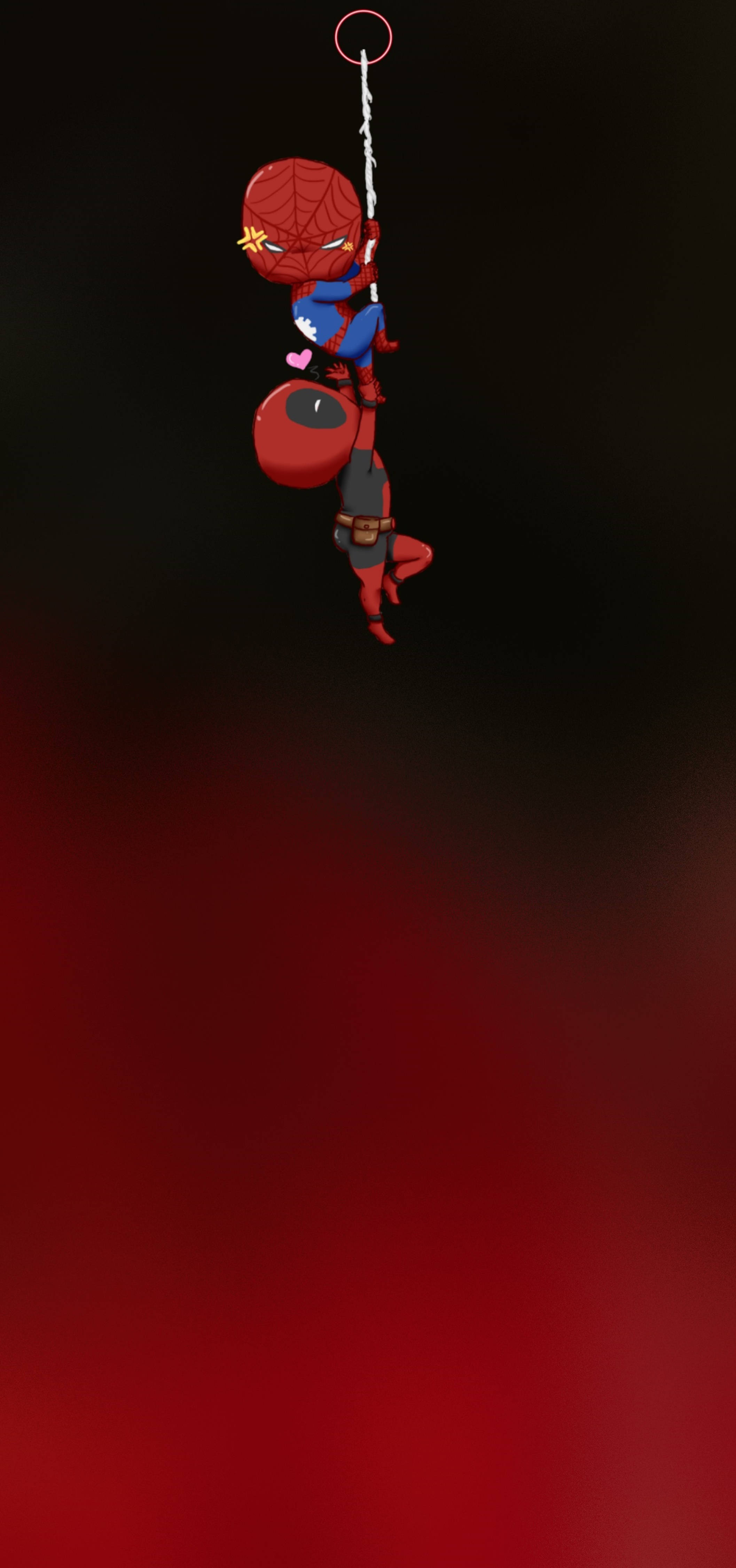Sevimli Deadpool ve Spiderman Yumruk Deliği 4K Duvar Kağıdı