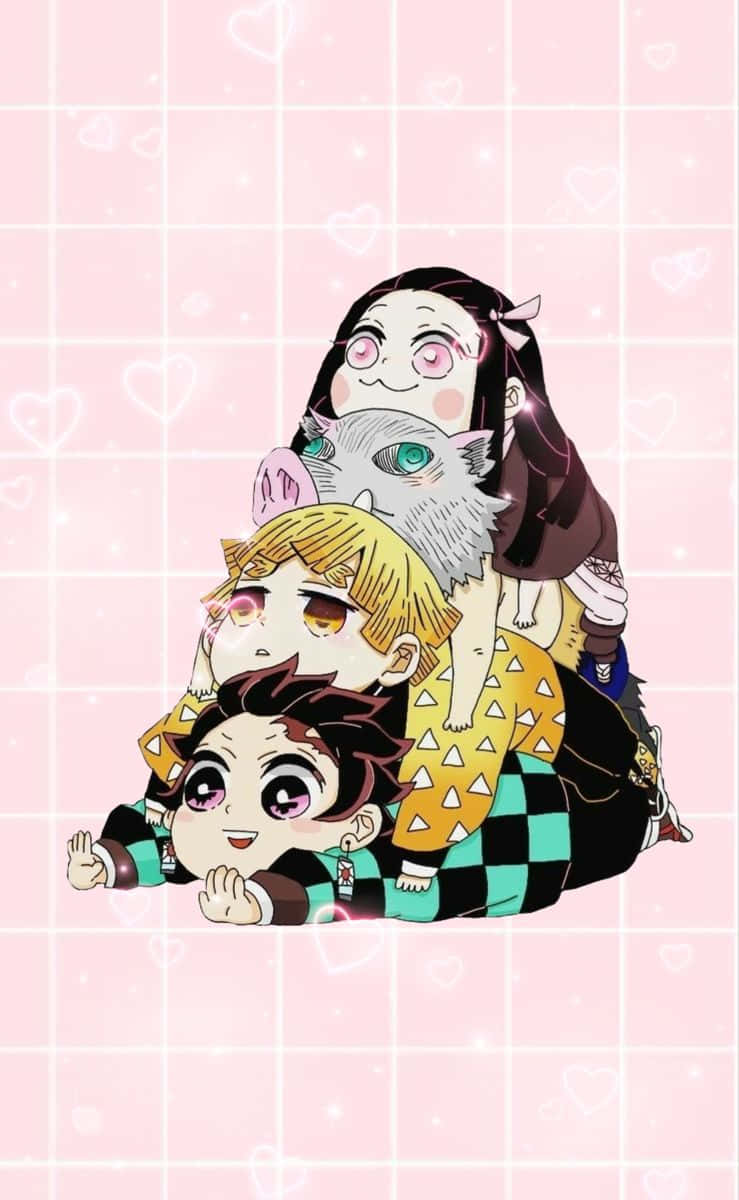 Sevimli Demon Slayer Chibi Karakterler Duvar Kağıdı