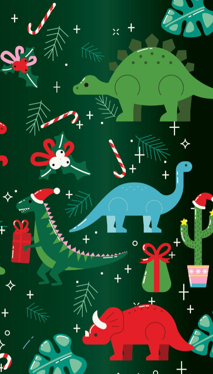 Sevimli Dinozor Noel Estetiği Duvar Kağıdı