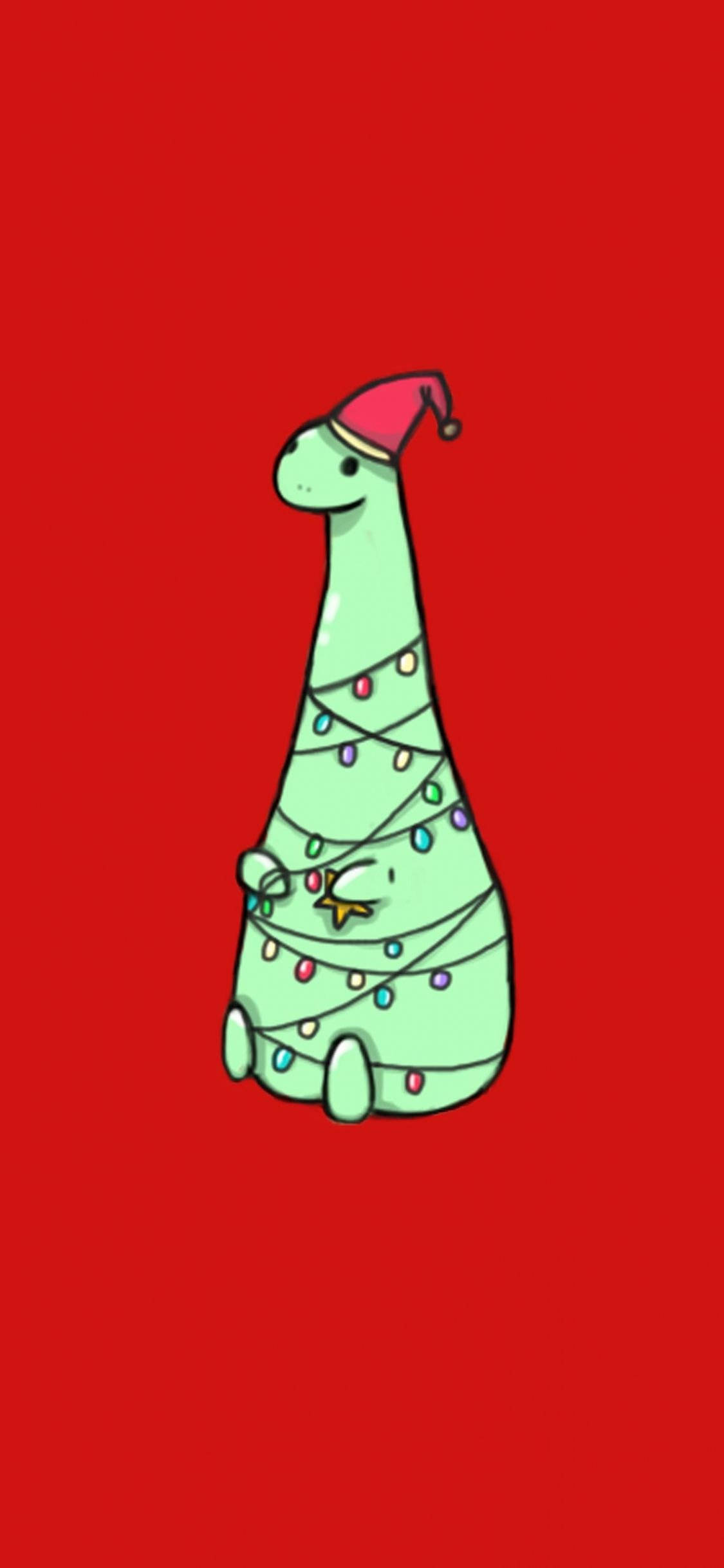 Sevimli Dinozor Noel Telefonu Duvar Kağıdı