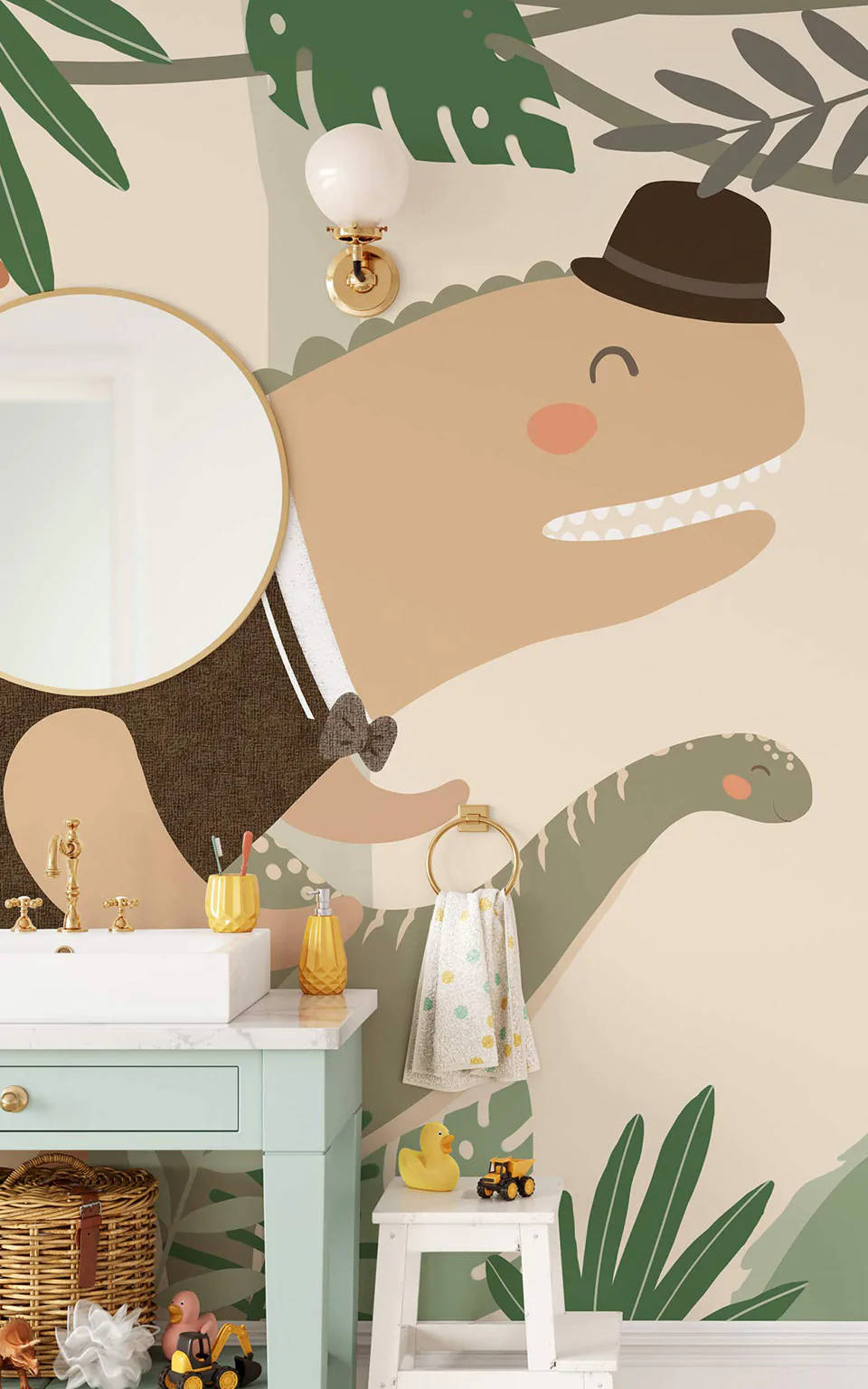 Sevimli Dinozor Telefon Banyo Çıkartması Duvar Kağıdı