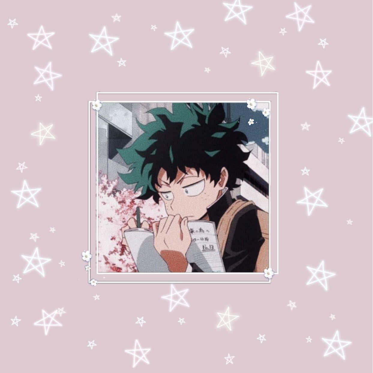 Sevimli Estetik Deku Pembe Estetik Yıldızlar Duvar Kağıdı