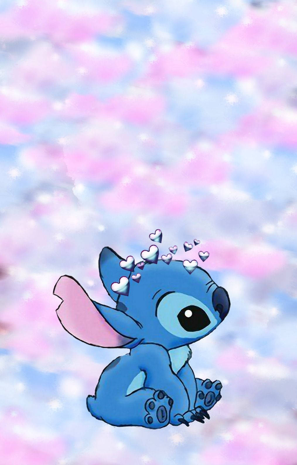 Sevimli Estetik Stitch Pamuk Şeker Bulutu Duvar Kağıdı