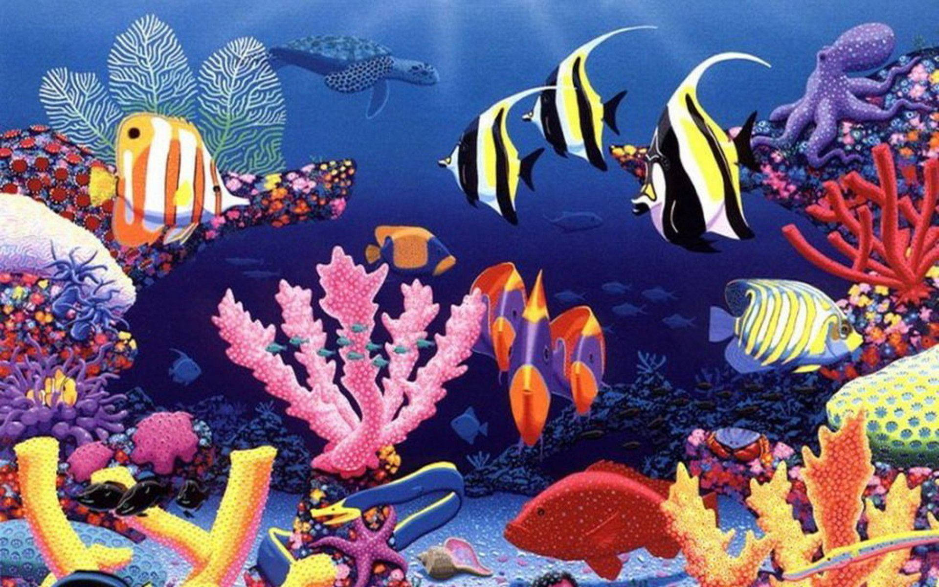 Sevimli Havalı Balık Sanat Eseri Duvar Kağıdı