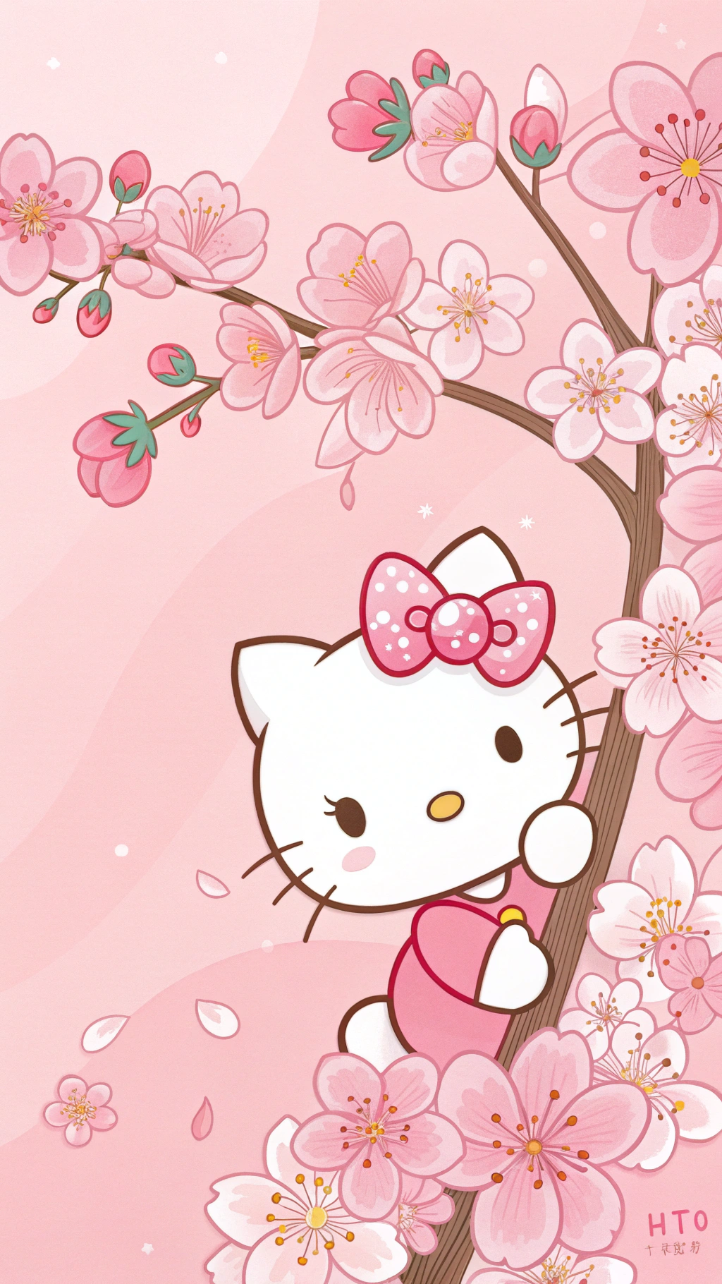 Sevimli Hello Kitty'nin Gizli Çiçeği Duvar Kağıdı