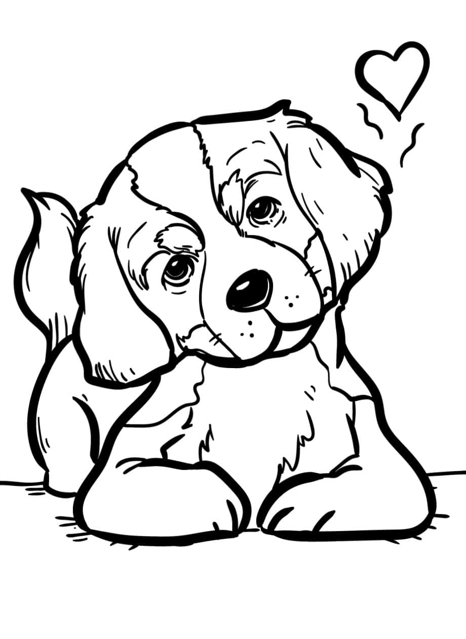 Sevimli Kalpli Köpek Boyama Sayfası Resmi Duvar Kağıdı