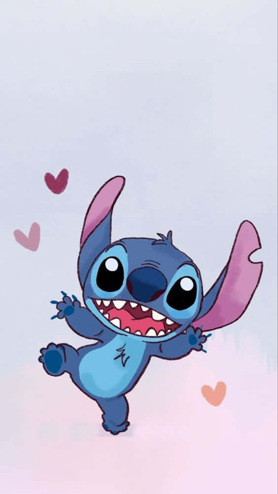 Sevimli Kalpli Stitch Duvar Kağıdı