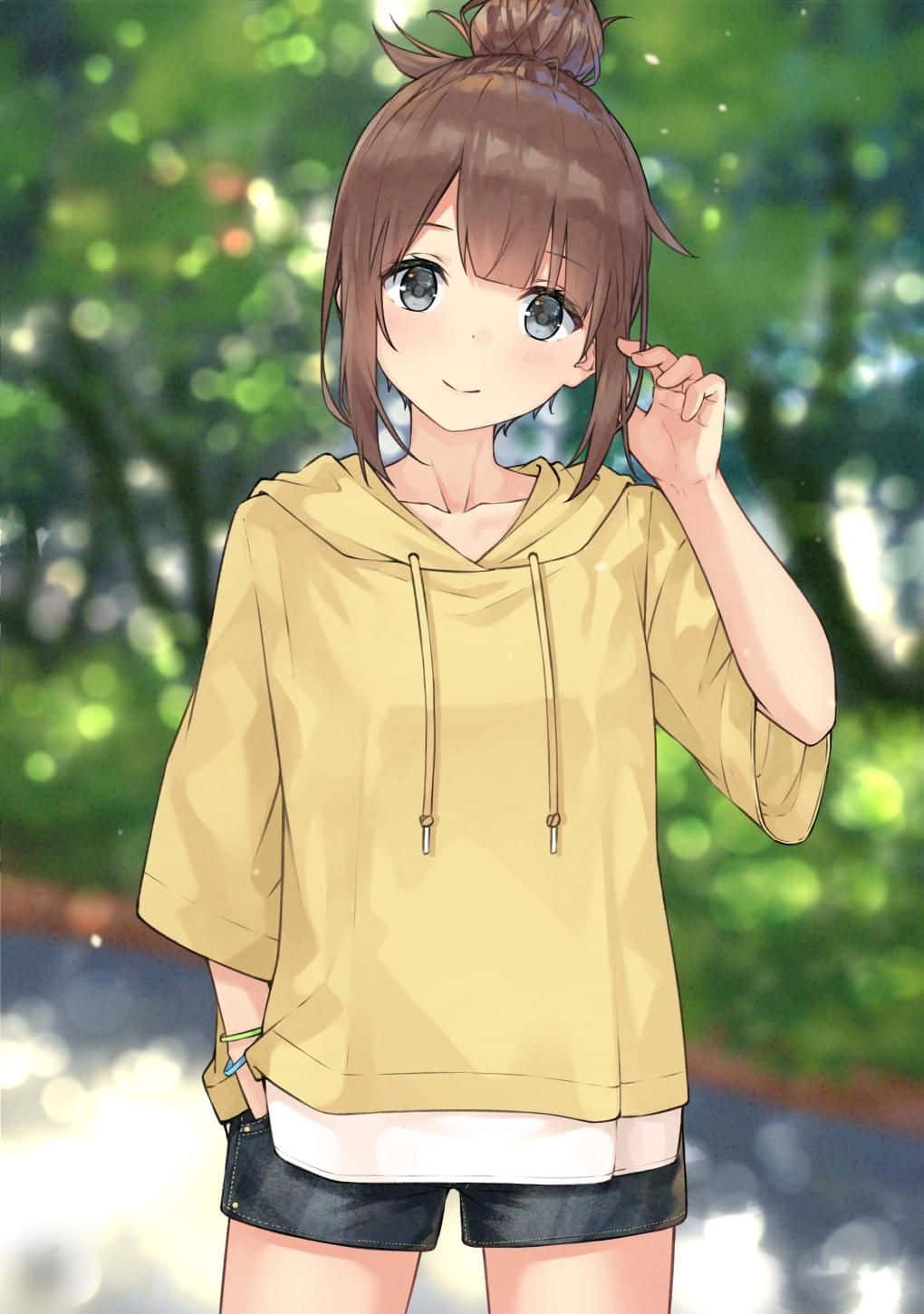 Sevimli Kapüşonlu Anime Kızı Duvar Kağıdı