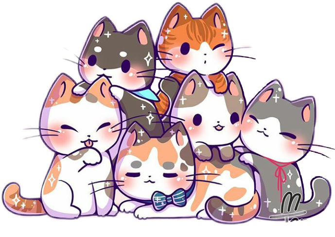 Sevimli Karikatür Kedi Yığını Duvar Kağıdı
