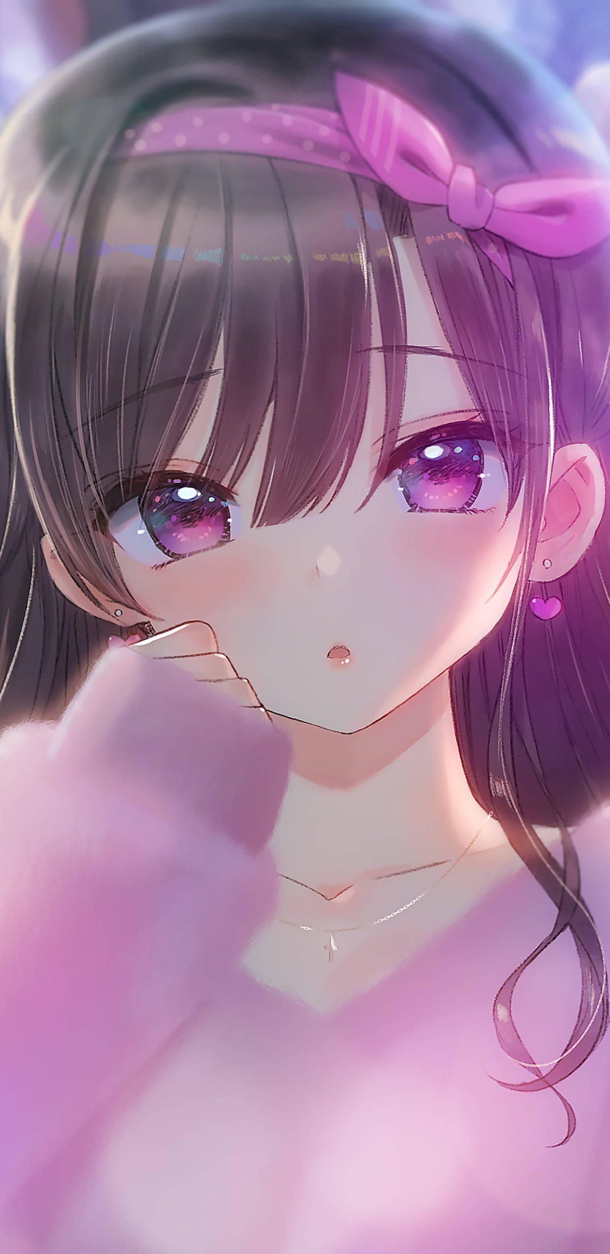 Sevimli Kawaii Anime Şık Pembe Kız Duvar Kağıdı