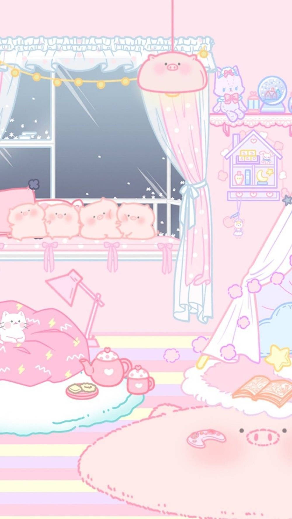 Sevimli Kawaii Estetik Oda Duvar Kağıdı