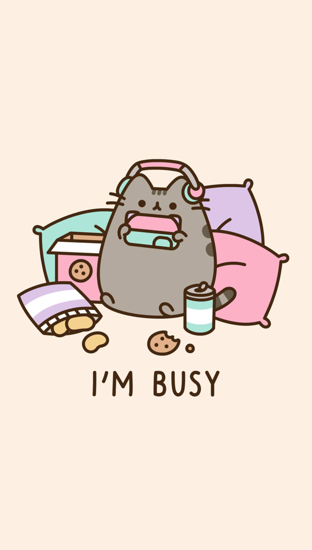 Sevimli Kawaii Estetiği Pusheen Kedi Duvar Kağıdı