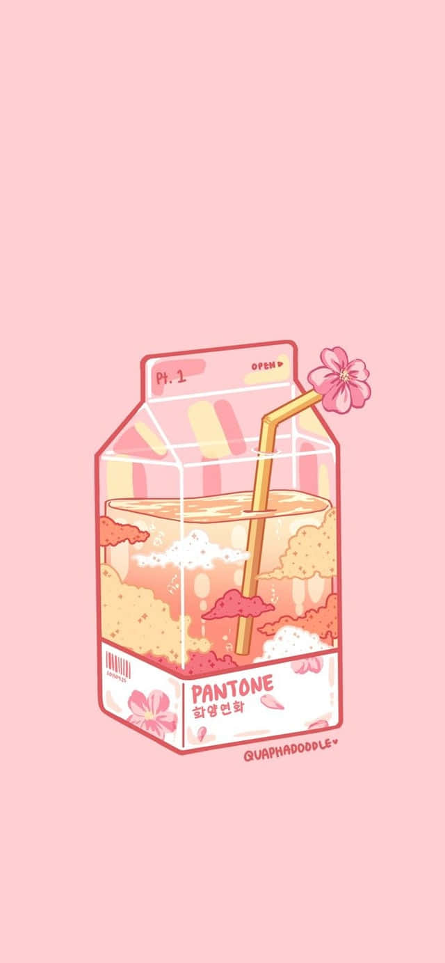 Sevimli Kawaii Estetik Meyve Suyu Kartonu Duvar Kağıdı