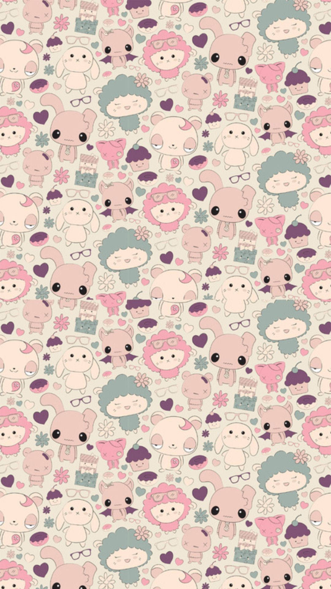 Sevimli Kawaii Hayvan Deseni Duvar Kağıdı
