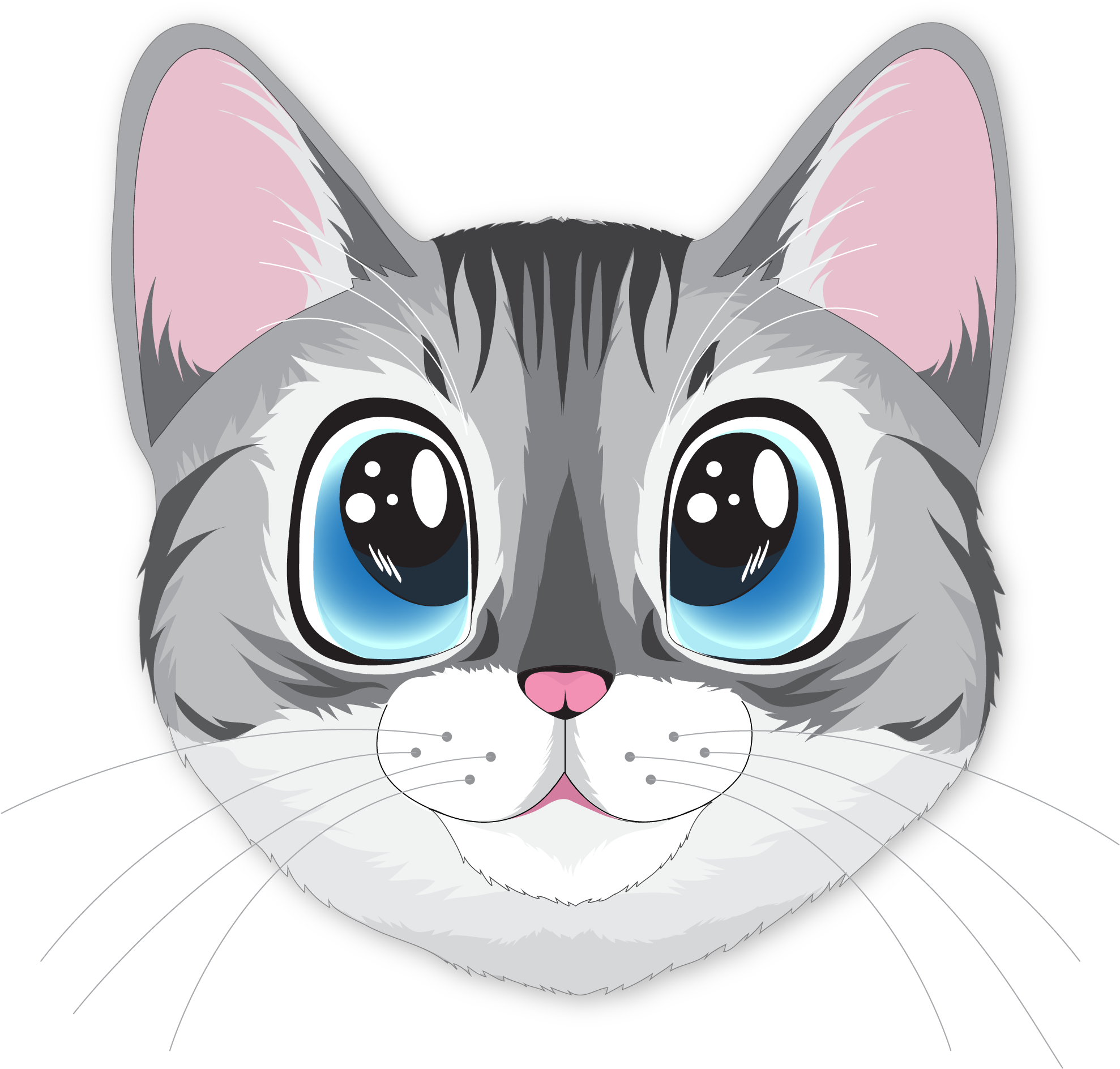 Sevimli Kawaii Kedi Çizimi.PNG Duvar Kağıdı