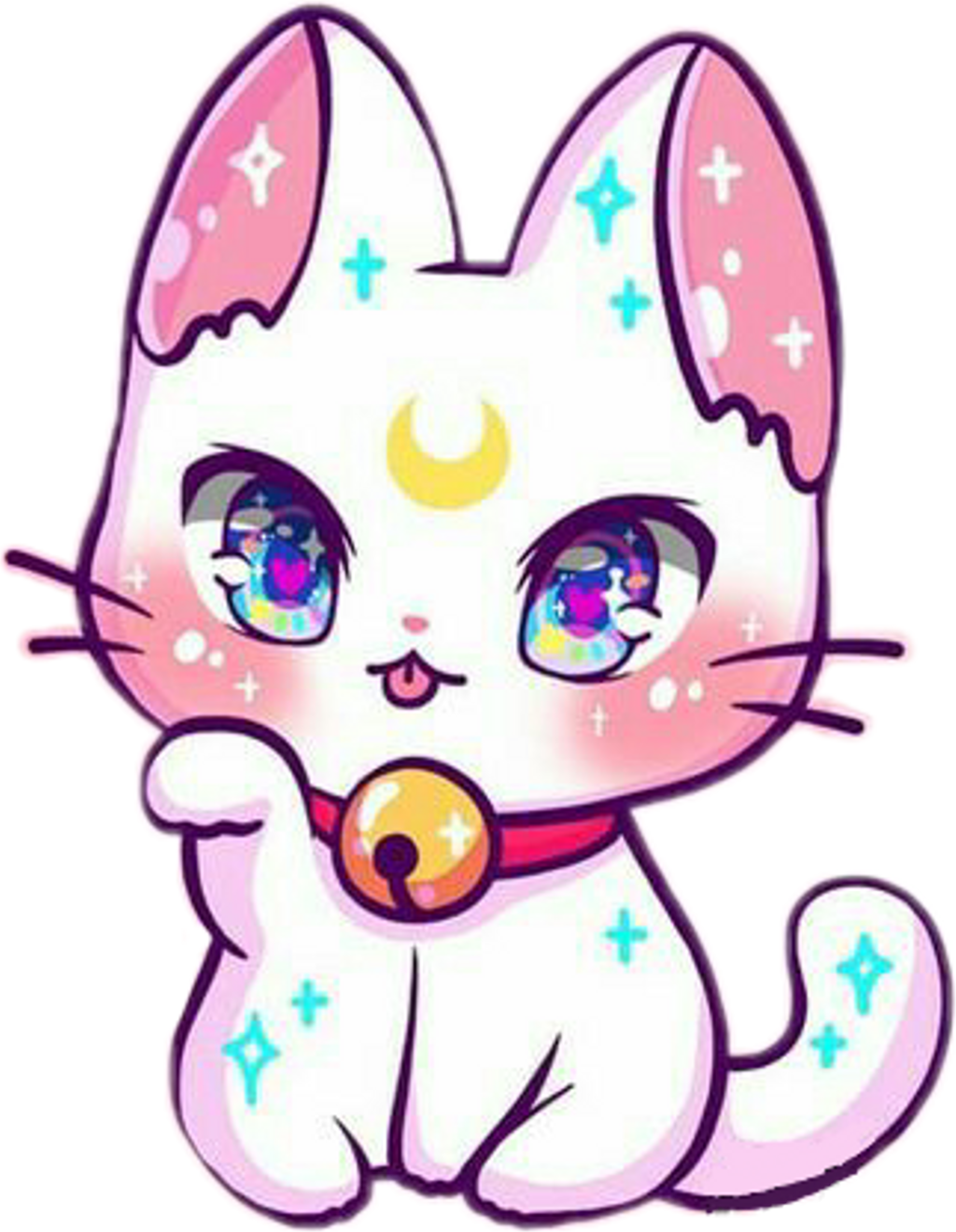 Sevimli Kawaii Kedi Karikatürü Duvar Kağıdı