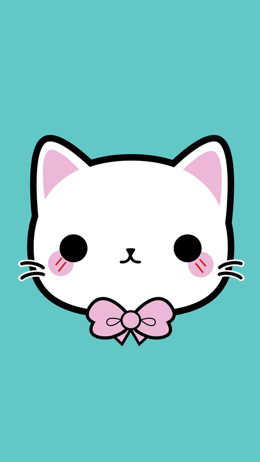 Sevimli Kawaii Kedi Yüzü Duvar Kağıdı