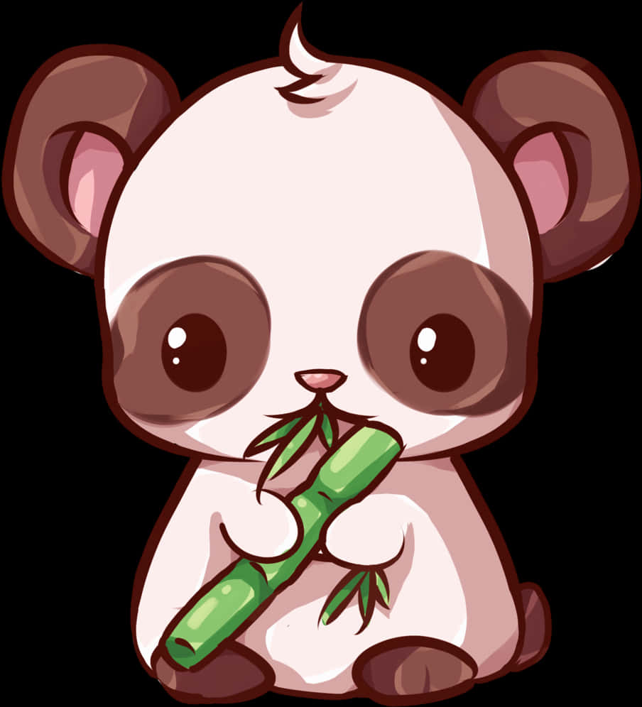 Sevimli Kawaii Panda Bambuyla Duvar Kağıdı