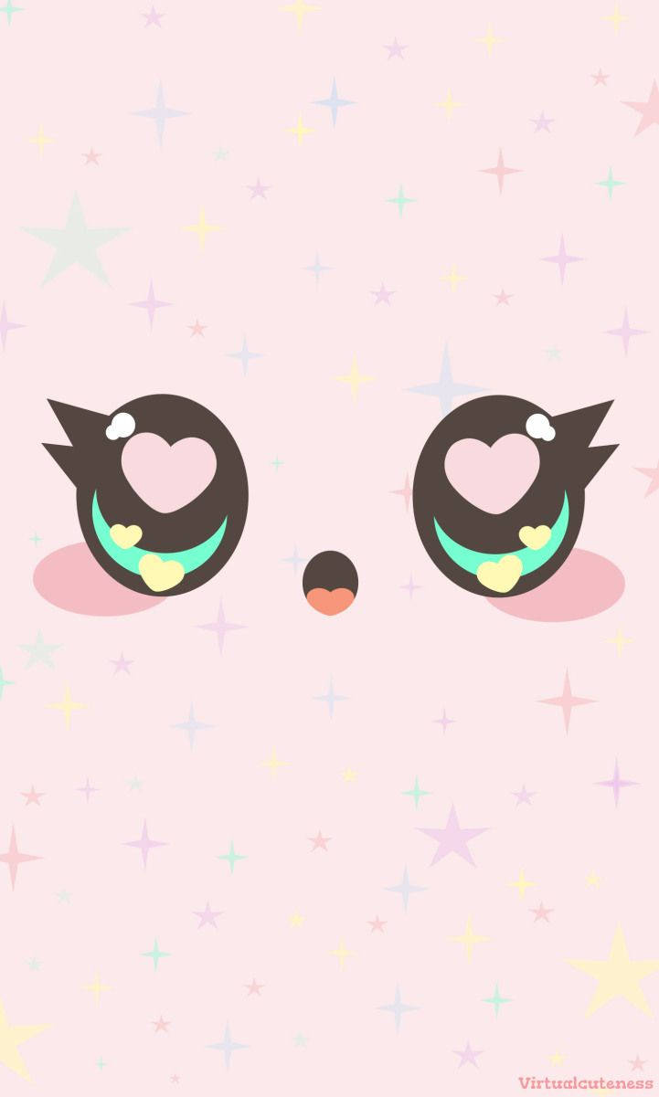 Sevimli Kawaii Pembe Dişi Hayvan Gülümsüyor Duvar Kağıdı