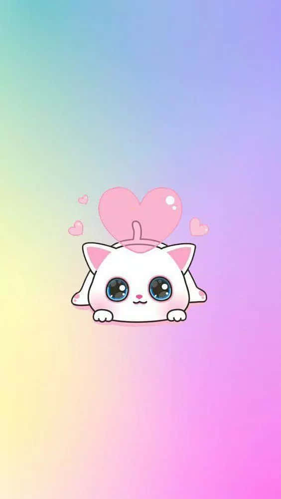 Sevimli Kawaii Sevimli Kedi Karikatürü Duvar Kağıdı