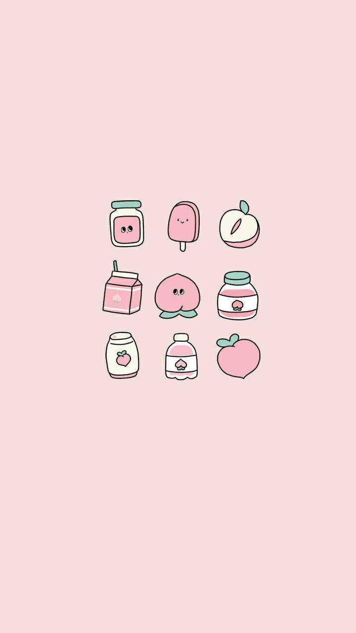 Sevimli Kawaii Yemek Estetik Telefon Duvar Kağıdı