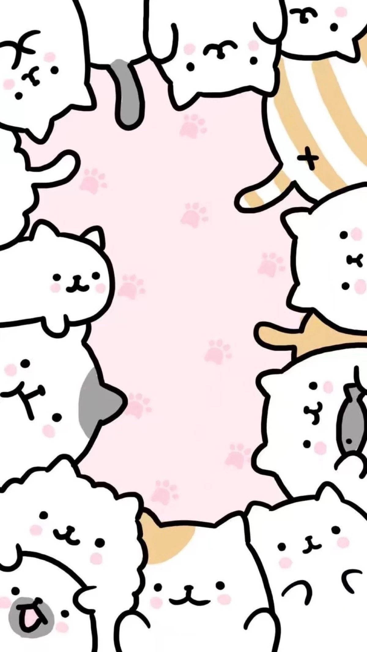Sevimli Kedi Çerçevesi Kawaii iPad'de Duvar Kağıdı
