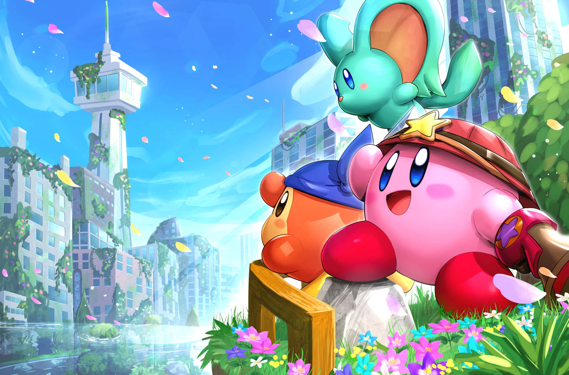 Sevimli Kirby ile büyülü bir yolculuğa çıkın! Duvar Kağıdı