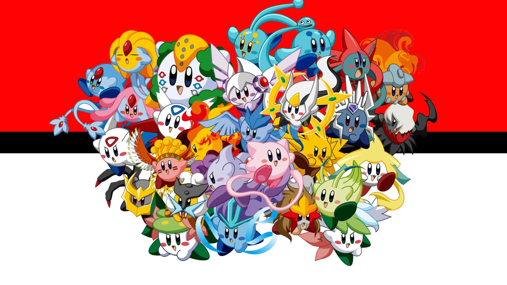Sevimli Kirby Versiyonu Pokemon Arka Planı Duvar Kağıdı