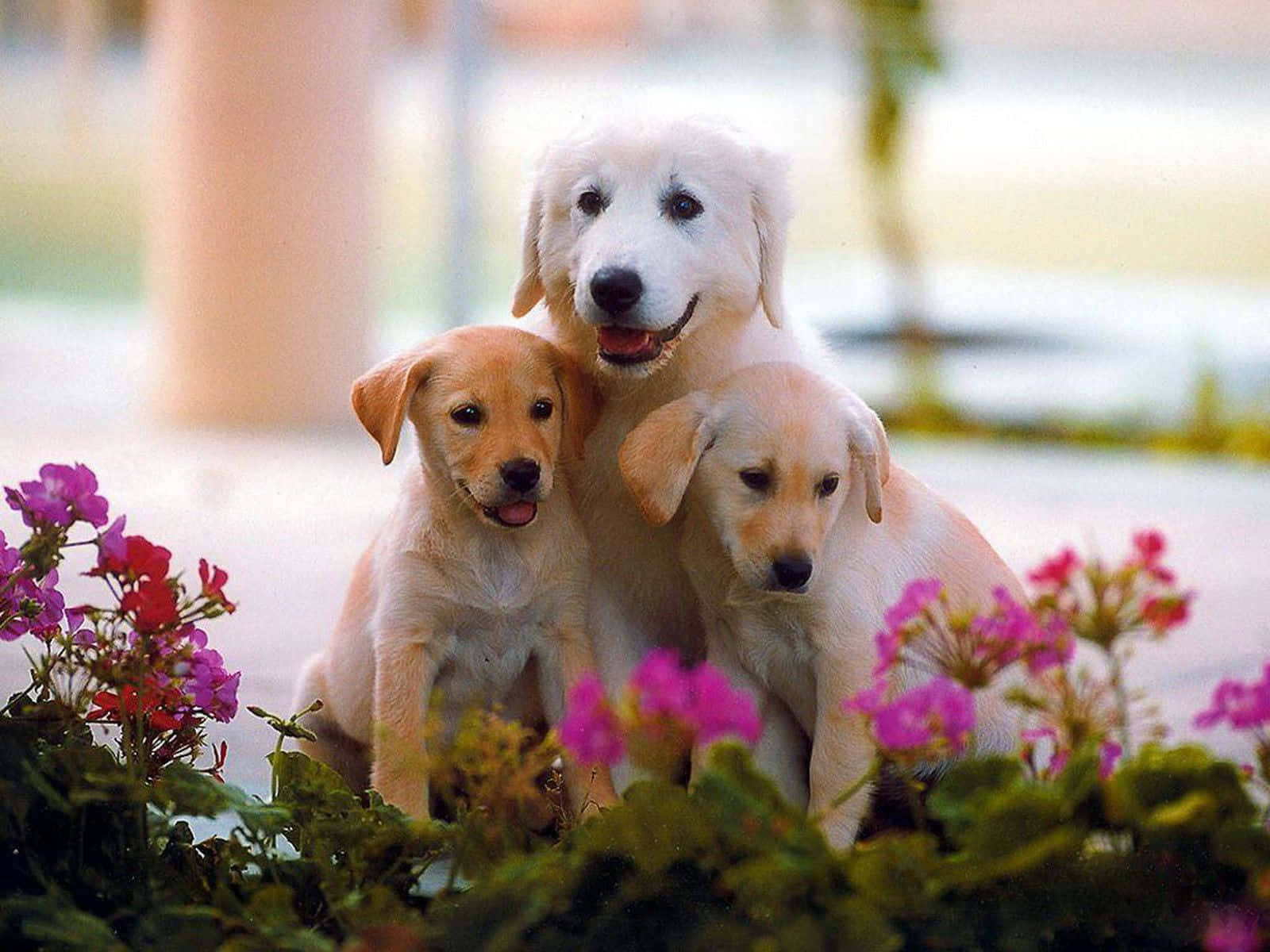 Sevimli Köpek Çim Tarlasında Dinleniyor Duvar Kağıdı