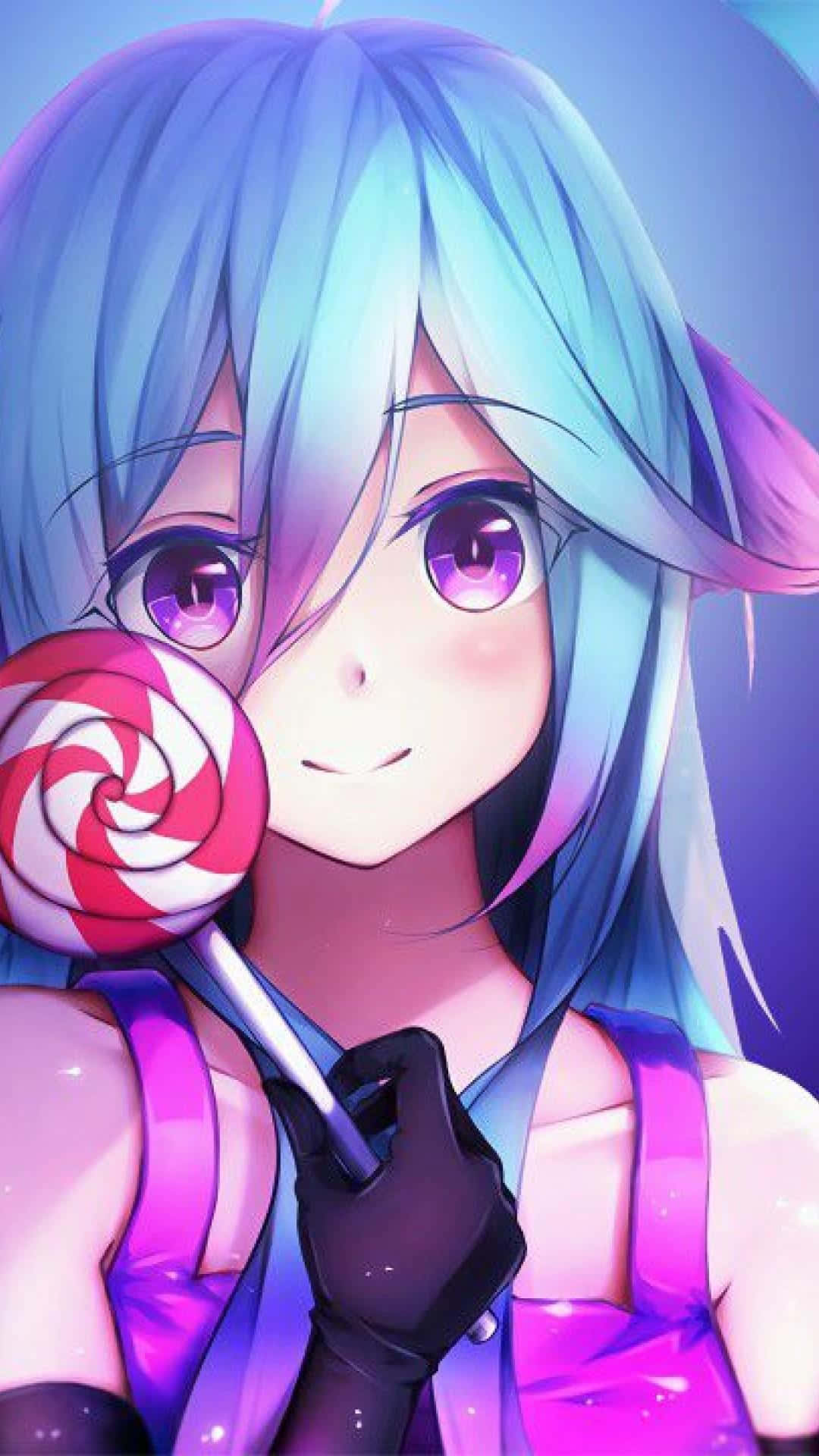 Sevimli Kız Anime Lolipoplu Duvar Kağıdı