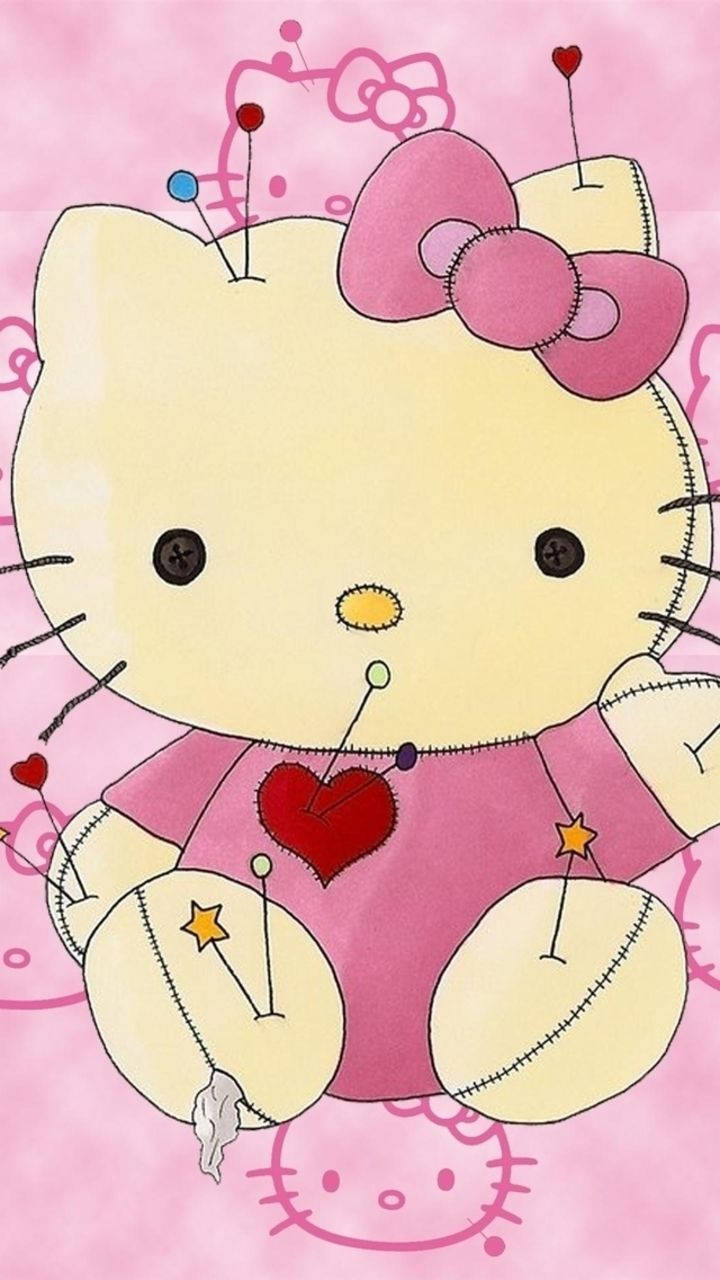 Sevimli Kız Gibi Hello Kitty İğneliği Duvar Kağıdı