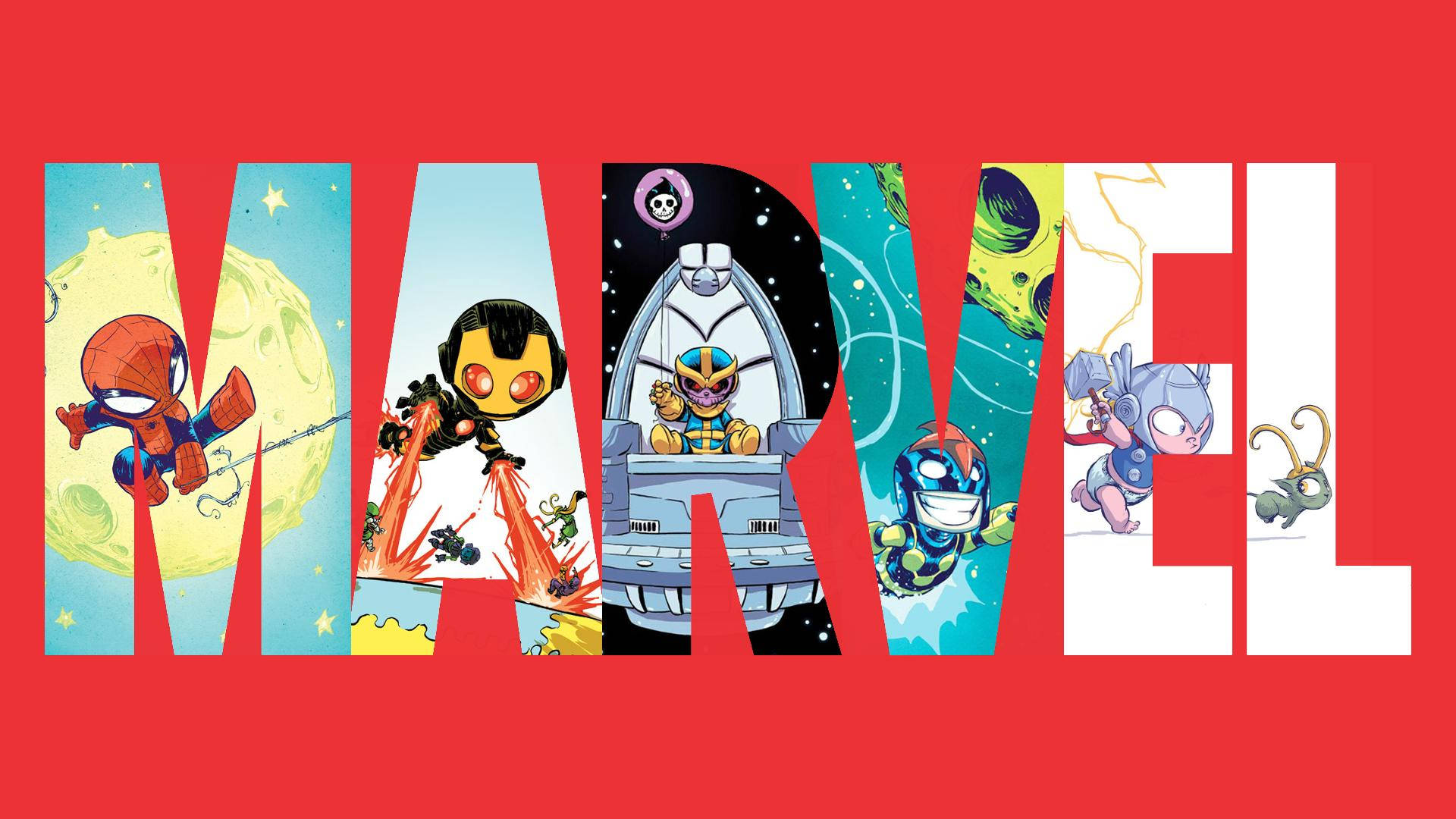 Sevimli Marvel Logolu Sanat Duvar Kağıdı
