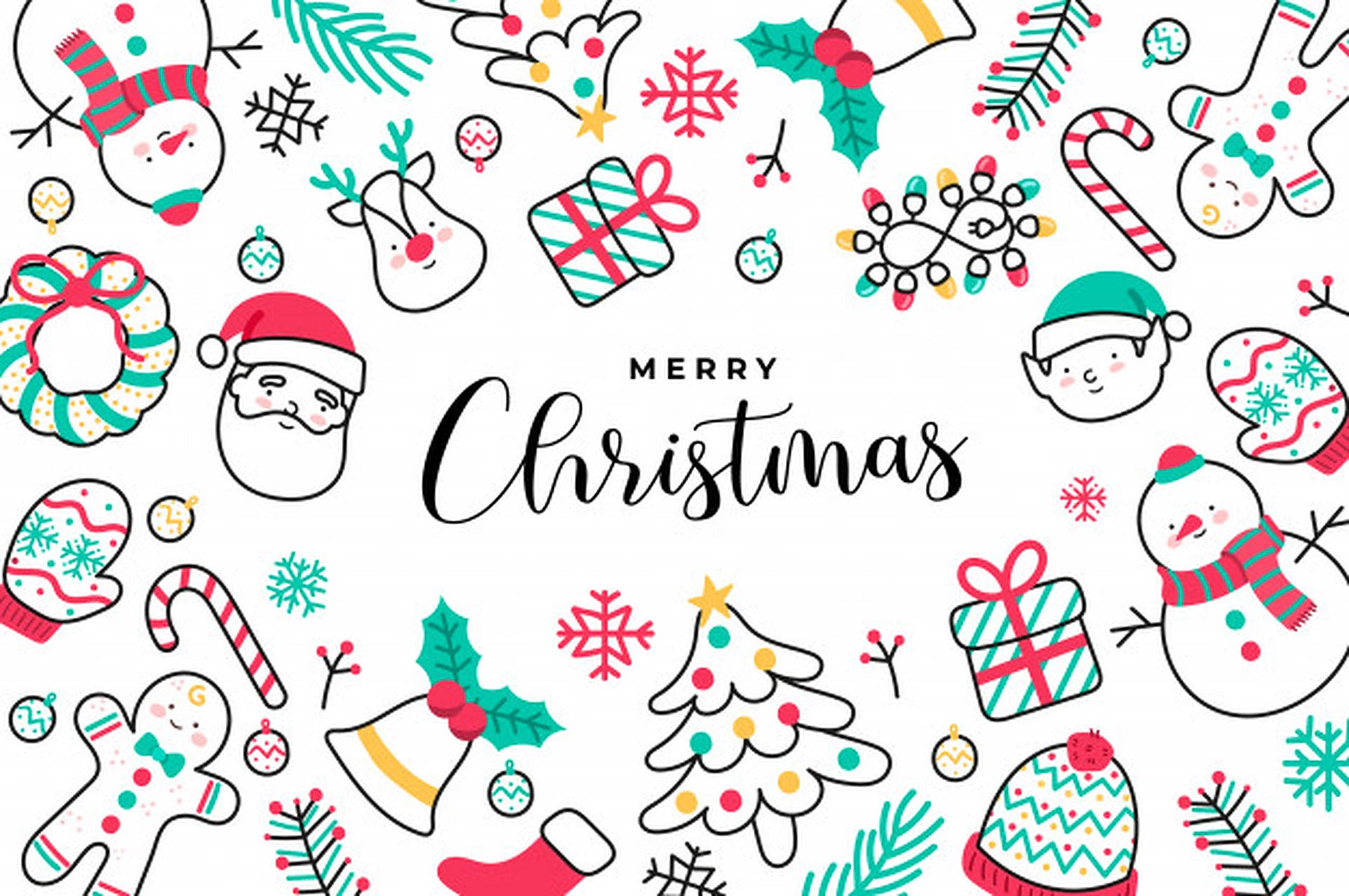 Sevimli Merry Christmas Karalama Afişi Duvar Kağıdı