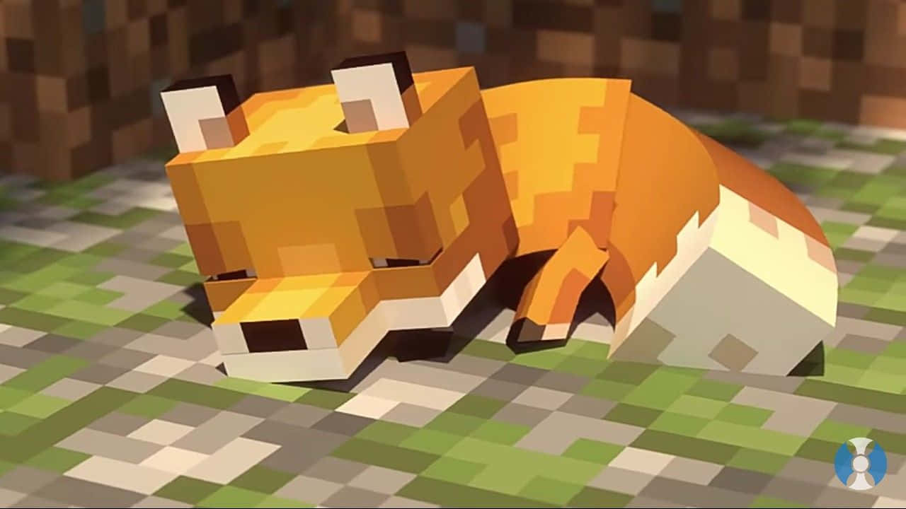 Sevimli Minecraft Uyuyan Tilki Duvar Kağıdı